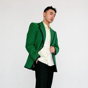 Gucci Green GG Canvas Single Breasted Blazer